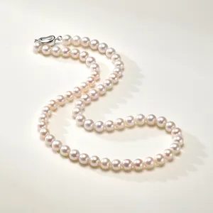 Real Pearl Necklace For Women With AAA+ Quality Round White Freshwater Genuine Cultured Pearls Necklace