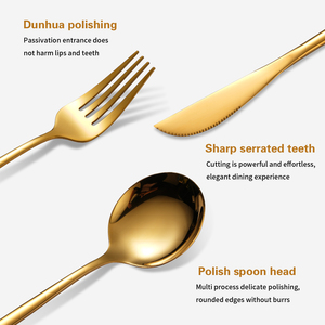 <span class=keywords><strong>Set</strong></span> di <span class=keywords><strong>posate</strong></span> in acciaio inossidabile dorato per ristorante, lavabile in lavastoviglie, cucchiaio e forchetta, in offerta speciale - Product Image 6
