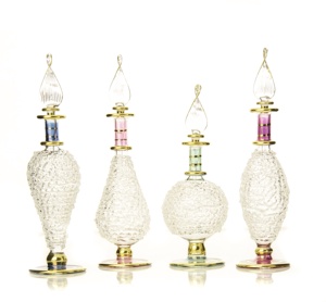 Botella de Perfume de Vidrio Egipcio Soplado a Mano, 30 ml, Recargable, Decorada con Oro de 24K, Logotipo Personalizado al por Mayor - Product Image 1
