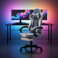 Chaise de jeu confortable et bon marché avec repose-pieds, cuir respirant, chaise de gamer réglable en hauteur, chaise de bureau ergonomique pour ordinateur