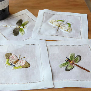 Servilletas de Cóctel de Lino Flutter & Fly – Servilletas Reutilizables 100% Lino Natural, Diseño Original Inspirado en la Naturaleza - Product Image 1