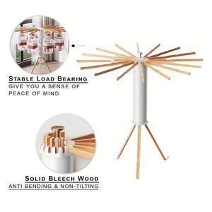 Nouveau Séchoir à <span class=keywords><strong>Linge</strong></span> Compact en <span class=keywords><strong>Bois</strong></span> Multi-Pôles Type Pieuvre pour Intérieur et Extérieur - Product Image 3