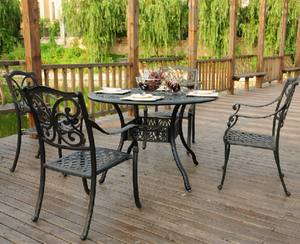 Table à manger ovale en aluminium coulé de haute qualité avec motif papillon, prix de gros pour patio extérieur, jardin, <span class=keywords><strong>caf</strong></span>é - Product Image 5