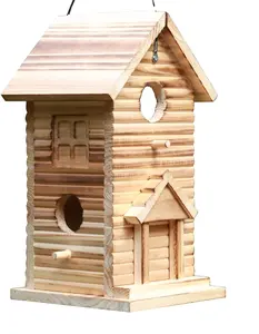 High quality custom outdoor feeding bird wood craft nest house of birds garden decoration