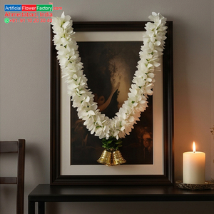 Artificial <b>White</b> Flower Garland Decorative <b>Hanging</b> Floral Mala with Golden Bells for Wedding Festival Temple Decoration - Product Image 6