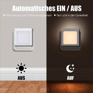 Veilleuse LED murale portable à brancher, moderne, avec capteur crépusculaire automatique (allumage/extinction), pour chambre à coucher, couleur chaude, mini carrée, à intensité variable - Product Image 2