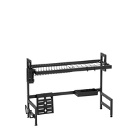 Égouttoir à vaisselle multifonctionnel et durable en acier au carbone, à double niveau, pour évier de cuisine, boîte de rangement pour vaisselle