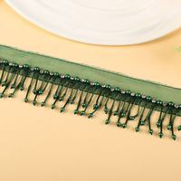 Bordure en dentelle à strass et perles, 100% polyester, voile crocheté, garniture sexy pour couture, filet à sequins, franges de perles de verre pour chaussures et sacs