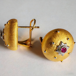 Pendientes de compromiso unisex de oro macizo chapado en oro de 10K/14K con diamantes cultivados en laboratorio y circonitas, diseño de racimo, personalizados, bonitos, para fiesta de aniversario - Product Image 1