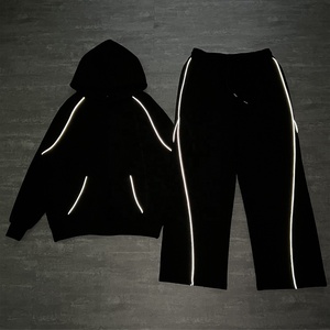 <span class=keywords><strong>Ensemble</strong></span> de survêtement unisexe réfléchissant ample en coton épais, sweat-shirt et pantalon de survêtement, streetwear, survêtement oversize, sweat-shirts vierges pour hommes - Product Image 2