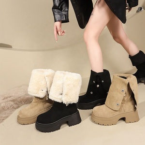 Summer New Style Women's Lace-up Merad High Top Thick Soled Square Heel High Calf <b>Boots</b> - Product Image 3