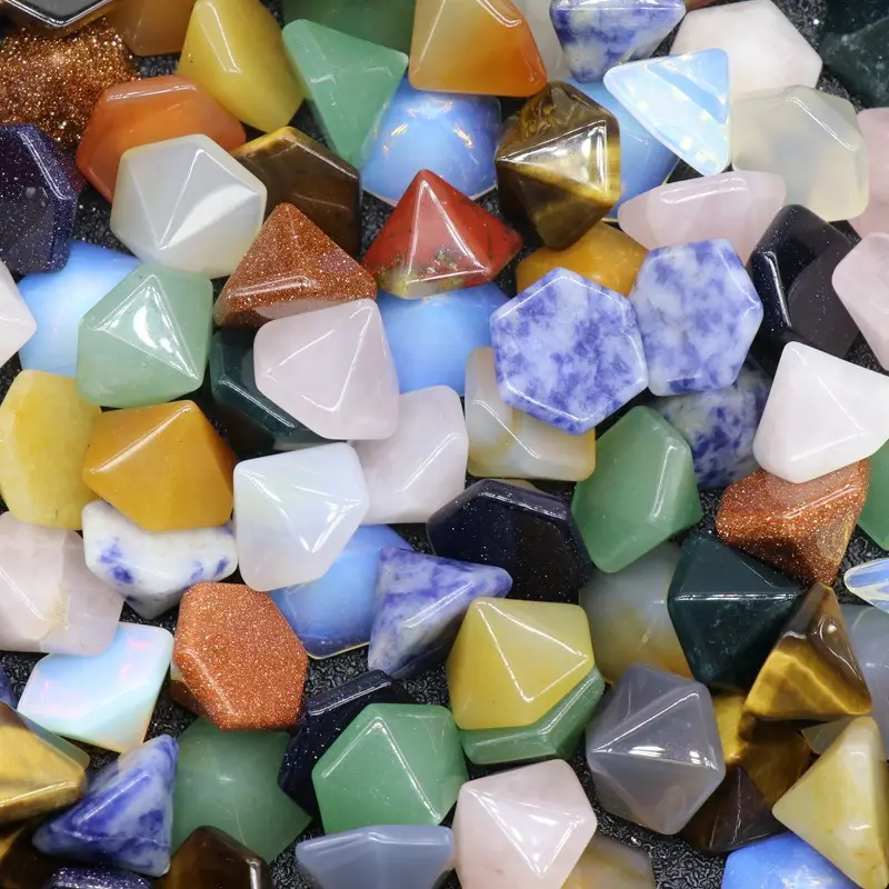 Mini Crystal Pyramid 14X16mm Crystal Quartz Hexagonal Pyramid Cabochon for Jewelry Making Healing Crystal Gift Home Decoration