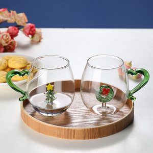 High Boro silicate <span class=keywords><strong>Glass</strong></span> Weihnachts wasser becher Weihnachts baum geformte Tasse mit Griff zum Trinken - Product Image 6