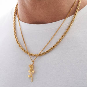 Pièce de monnaie en acier inoxydable pour hommes, bijou, boussole, <span class=keywords><strong>jésus</strong></span>, plaqué or 18K, pendentif, collier - Product Image 2