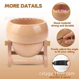 Bol de rangement en bois perlé avec fil pour la fabrication de bracelets, kit de fournitures pour la création de bijoux, organisateur de bureau rond en bois - Product Image 4