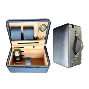 Personalizado 2 capas de madera Pu cuero personalizado cigarros accesorios humidificadores portátil viaje cigarro caso - Product Image 1