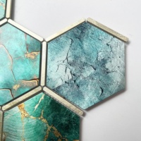 Ubin dinding seni mosaik aluminium kustom hijau Modern, untuk kamar mandi dapur Backsplash Hotel Villa dekorasi dinding Interior rumah