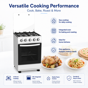 Freestanding Gas Stove 4 Burner Gas <strong>Hob</strong> 55L Capacity <strong>Oven</strong> Stable <strong>Pan</strong> Support Freestanding Range Cooker - Product Image 3