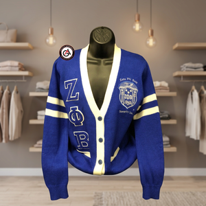 Cárdigans Acrílicos Bordados de la Hermandad Zeta Phi Beta para Mujer |   Suéter Cárdigan de Lana Personalizado con Bordado de Hermandad para Mujer - Product Image 2
