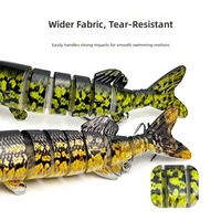 Leurre de pêche multi-sections 8 sections, simulation de poisson, finition nickel noir, hameçons triples renforcés, pour achigan, poisson-serpent, blackfish