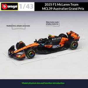 Bburago <span class=keywords><strong>1</strong></span>:<span class=keywords><strong>43</strong></span> 2025 F1 <span class=keywords><strong>McLaren</strong></span> MCL39 Red Bull RB21 Max Vastanton Mercedes W16E Sf-25 Modelo de Coche de Carreras de Aleación Fundida a Presión - Product Image 3