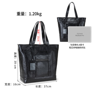 Sac à bandoulière en cuir véritable pour homme Dujiang 37x16x39cm Grande capacité Sac de voyage d'affaires Noir - Product Image 4