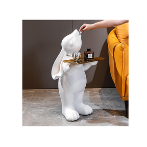 <span class=keywords><strong>2022</strong></span> nouveau Design chaud décor à la maison en fibre de verre lapin lapin plateau Statue Sculpture intérieur extérieur salon décoration de la maison - Product Image 1