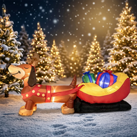 Sled gonflable de Noël de 2,4 mètres en forme de chien saucisse avec éclairage LED, idéal pour la décoration extérieure de cour et les accessoires de mise en scène