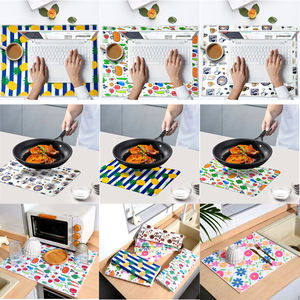 Mantel individual, toalla, alfombrillas de microfibra para secar platos, protege la vajilla, plegable, duradero, fácil de secar, alfombrillas, patrón a cuadros, personalización - Product Image 2