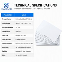 Carte PVC blanche vierge RFID 125KHz avec puce TK4100 EM4168, format CR80, carte de contrôle d'accès, carte à puce de proximité personnalisée