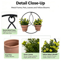 Tanaman Pot Bunga Baby's Breath Buatan Kuning 35cm, Hiasan Cincin Dekoratif H16cm, Bonsai Palsu untuk Dekorasi Rumah, Kantor, Meja, dan Halaman