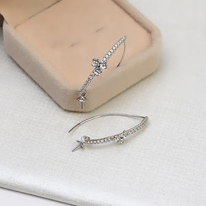 Accessoires DIY en Argent S925 Wenchi, Grandes boucles d'oreilles Baotou, Plateau vide 8-9 pour boucles d'oreilles tendance pour femme, Modèle de boucles d'oreilles semi-finies en perles 1759 - Product Image 2