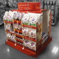 Support d'affichage en carton pour nourriture pour chiens, nouveau design d'usine, support d'affichage en carton pour sol, présentoirs, palette, présentoir pour nourriture pour chats