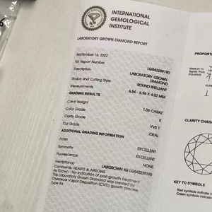 Diamant de laboratoire cultivé, 1 carat, blanc, rond, pureté VVS VVS1 VVS2, coupe excellente, couleur D, certifié IGI - Product Image 3