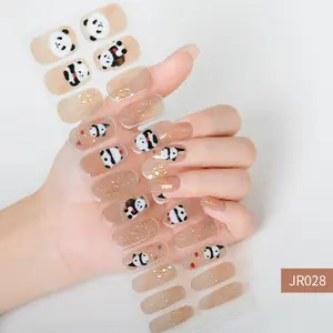 Chinese Panda 3D UV Gel Semi-Baked Nail Sticker Waterproof Long-Lasting 24-Finger Semi-Curing Phototherapy Nail Patch