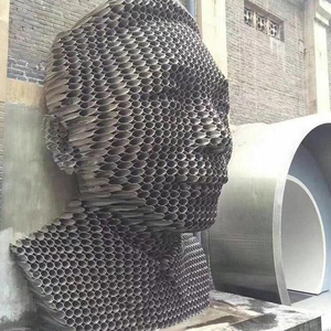 Sculptures de tube en acier de visage humain Statue en métal de réalisme d'art d'épissure d'acier inoxydable - Product Image 5