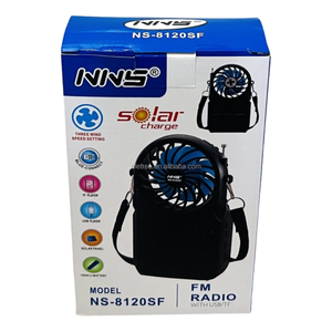 ELETREE-Ventilador BT multifunción, recargable con energía solar, Radio FM, para batería de 2, - Product Image 3