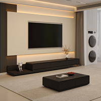 Mueble de TV Flotante Moderno Santopova con Panel de Pared Retroiluminado LED y Almacenamiento Minimalista para Sala de Estar