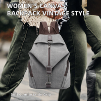 Sac à dos en toile vintage imperméable et antivol pour femme avec fermeture éclair – Style preppy pour l'été, l'école et l'ordinateur portable – Haute qualité pour étudiante