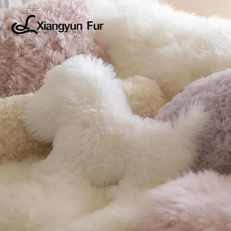 Coussin de canapé en peau de mouton, coussin de luxe doux décoratif avec fourrure de mouton