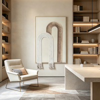 Art mural encadré fait main nœud tissu abstrait 3D, rose poussiéreux minimaliste pour salon villa