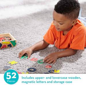 ตัวอักษรไม้ทาสีเอง ตัวพิมพ์ใหญ่และตัวพิมพ์เล็ก ของเล่นเสริมการเรียนรู้ ABC ตัวอักษรแม่เหล็กขนาดใหญ่เป็นมิตรกับสิ่งแวดล้อม 52 ตัวอักษรไม้ - Product Image 2