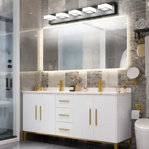 5 Lights Acrylic Matte Black Bathroom Vanity Lights Over Mirror LED Modern Black Vanity Lights