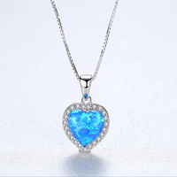 Pendentif Cœur Personnalisé en Argent Sterling 925 avec Opale Naturelle et Zircon, Collier à Chaîne Maille Forçat pour Cadeaux, Fêtes et Bijoux