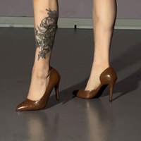 Escarpins marron en cuir verni à bout pointu pour femme, talons aiguilles, chaussures habillées, logo personnalisé, pour le bureau et les soirées, chaussures pour femmes