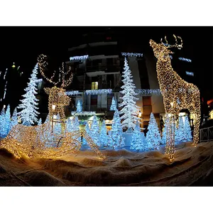 Lampu Dekorasi Kustom Lampu Rusa Kutub Natal Santa, Lampu Natal Luar Ruangan, Lampu Rusa Besar, Lampu Natal Luar Ruangan