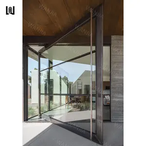 Confiável fornecedor casa giratória alumínio pivô porta pátio vidro moderno pivô porta entrada vidro alumínio pivô porta