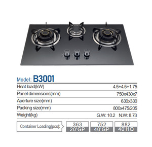 Cuisinière à gaz encastrable 3 brûleurs en céramique, plaque de cuisson au gaz GPL pour usage domestique et hôtelier - Product Image 5