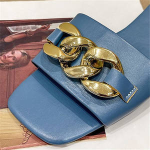 <span class=keywords><strong>Sandali</strong></span> piatti Casual da donna comode scarpe da spiaggia con plateau alto EVA con catena in pelle sintetica - Product Image 3