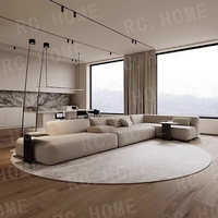 Sofa Italia minimalis besar datar, ruang tamu dua sisi Multi kursi dengan sandaran yang dapat diperpanjang, kain kreatif untuk vila